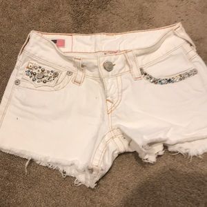 True Religion white denim shorts